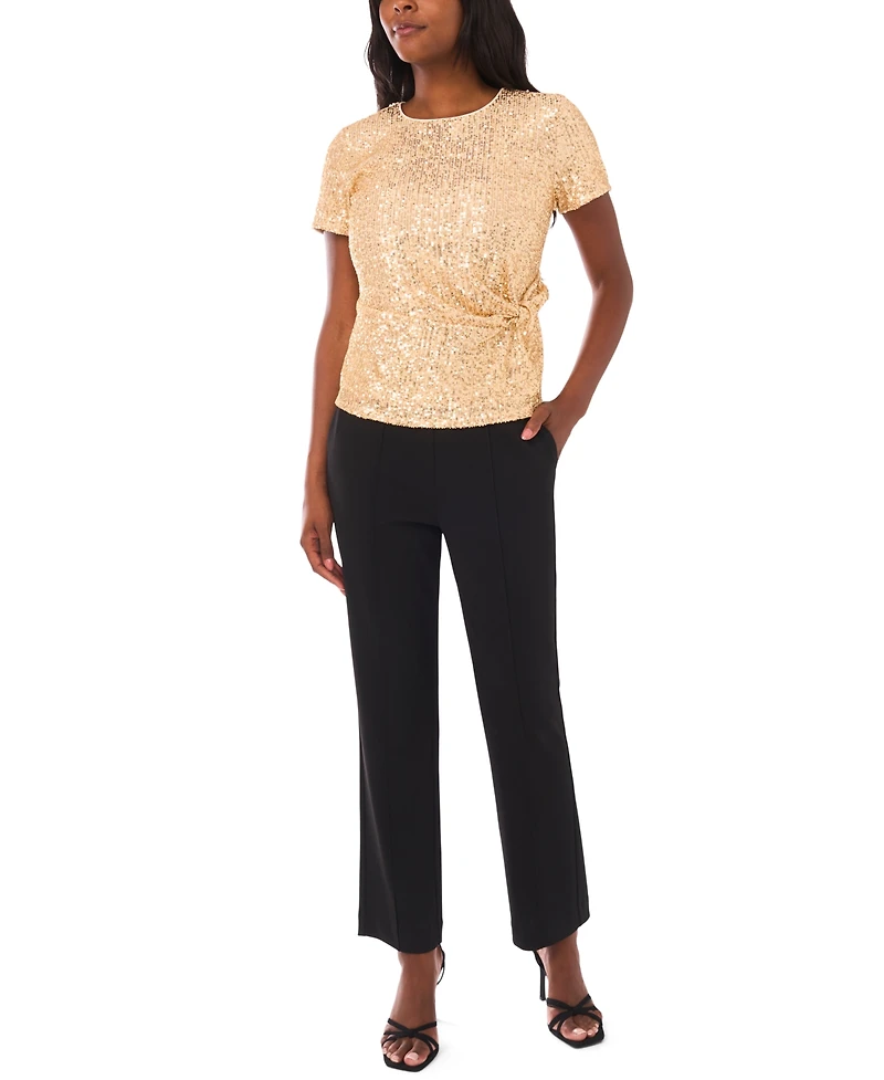 Vince Camuto Women's Short Sleeve Side Knot Top