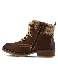 Spring Step Khazera Water-Resistant Bootie with Faux Shearling Lining and Sculpted Heel