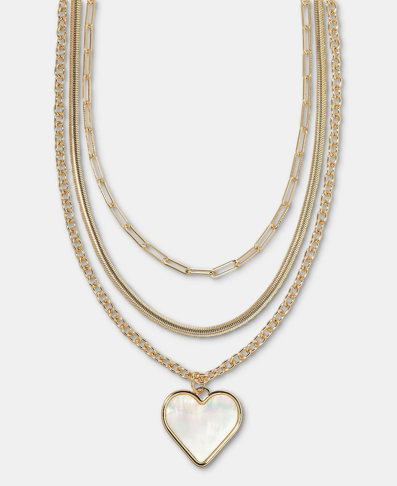 I.n.c. International Concepts Mother-of-Pearl Heart Layered Pendant Necklace, 16" + 3" extender, Macy's Exclusive