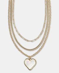I.n.c. International Concepts Mother-of-Pearl Heart Layered Pendant Necklace, 16" + 3" extender, Macy's Exclusive