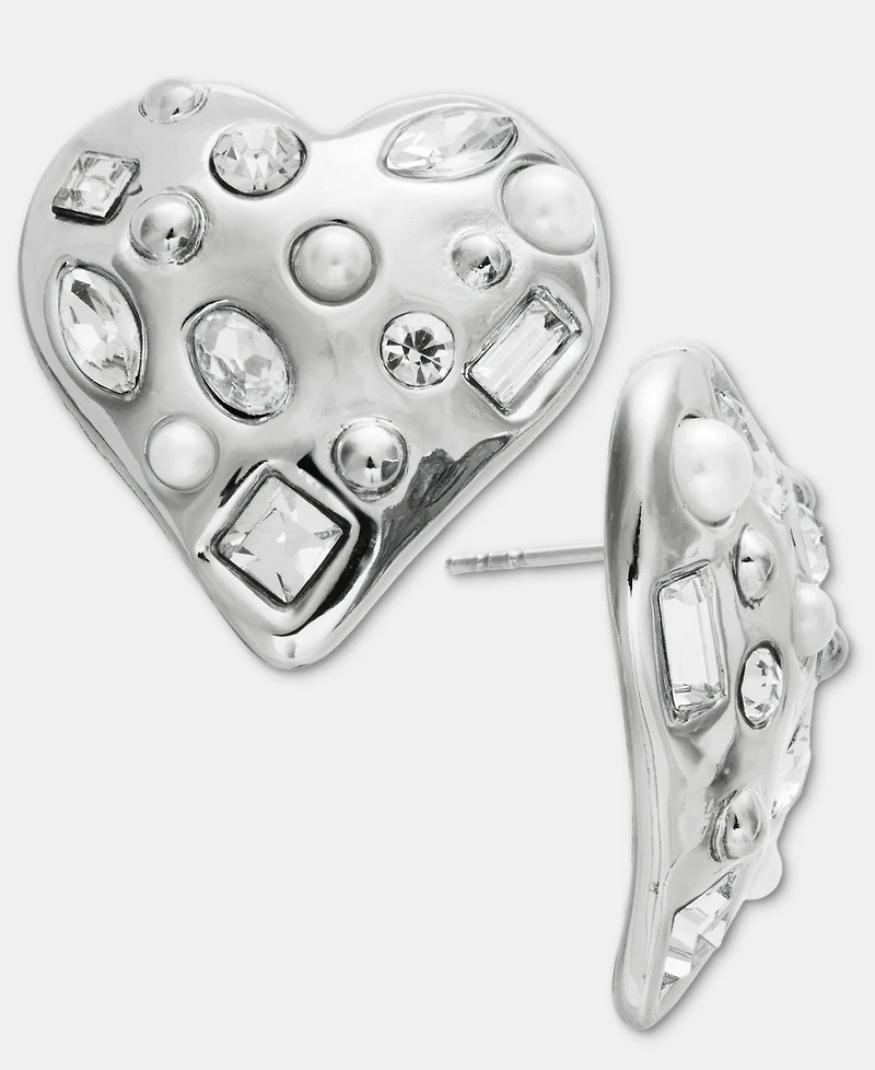 I.n.c. International Concepts Crystal & Imitation Pearl Heart Drop Earrings, Macy's Exclusive