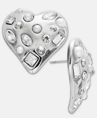 I.n.c. International Concepts Crystal & Imitation Pearl Heart Drop Earrings, Macy's Exclusive