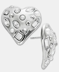 I.n.c. International Concepts Crystal & Imitation Pearl Heart Drop Earrings, Macy's Exclusive