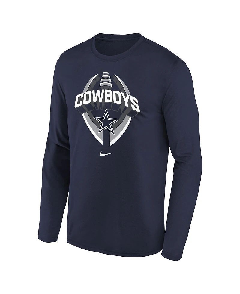 Nike Big Boys and Girls Navy Dallas Cowboys Primetime Legend Icon Long Sleeve Performance T-Shirt