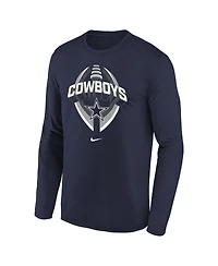 Nike Big Boys and Girls Navy Dallas Cowboys Primetime Legend Icon Long Sleeve Performance T-Shirt