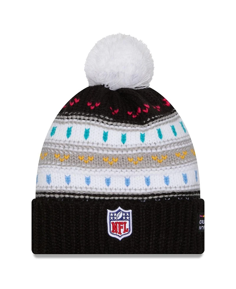 New Era Women's Black Kansas City Chiefs 2025 Nfl Crucial Catch Cuffed Knit with Pom Hat