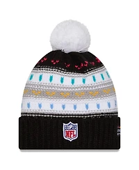 New Era Women's Black Kansas City Chiefs 2025 Nfl Crucial Catch Cuffed Knit with Pom Hat
