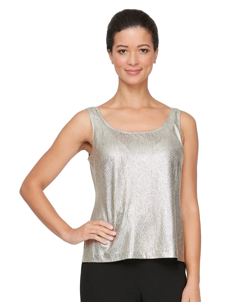 Alex Evenings Women's Petite Foil Knit Twinset