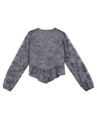 Guess Girls 7-16 Floral Embroidered Long Sleeve Blouse