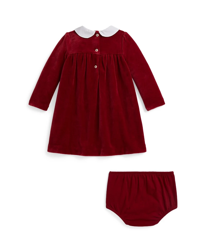 Polo Ralph Lauren Baby Girls 2-Piece Long Sleeve Dress and Bloomer Set