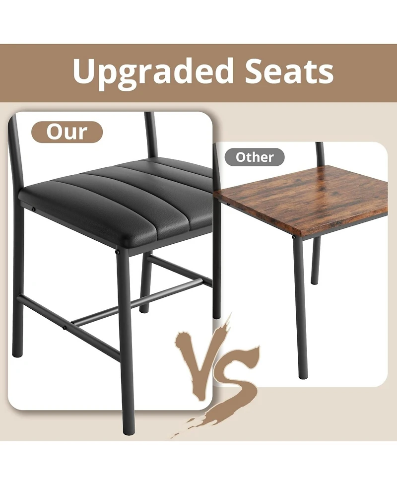 Ironck Dining Table Set for 4 with Upholstered Bench and 2 Chairs, Brown