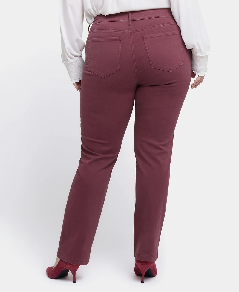 Nydj Plus Marilyn Straight Leg Denim Jeans with Utility Pockets