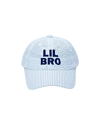 Bits & Bows Boys' Lil Bro Seersucker Baseball Hat in Blue