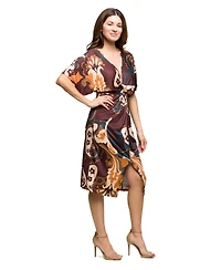 24seven Comfort Apparel Women's Short Sleeve Knot Front Midi Dress