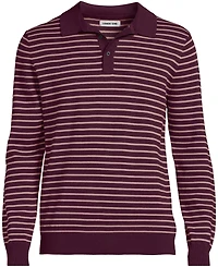 Lands' End Men's Long Sleeve Cotton Sweater Polo