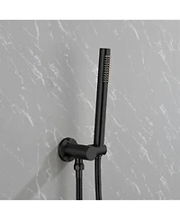 Rainsken Wall Mounted Shower Faucet Set with High Pressure 10" Stainless Steel Rain Shower 2 Way Pressure Balance Shower Valve Kit, Black