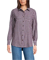 Lands' End Women's Flannel Boyfriend Long Sleeve Shirt