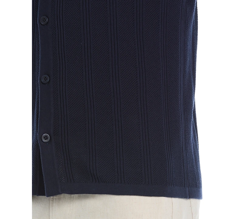 Cubavera Men's Short Sleeve Camp Collar Sweater Button-Front Shirt