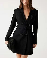 Guess Women's Ls Zanita Stripe Long Sleeve Blazer Dress
