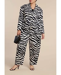 Eloquii Women's Plus Nipped Waist Zebra Print Blazer