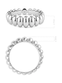 Devata Puffy Ribbed Ring Rhodium Plated Sterling Silver, 9