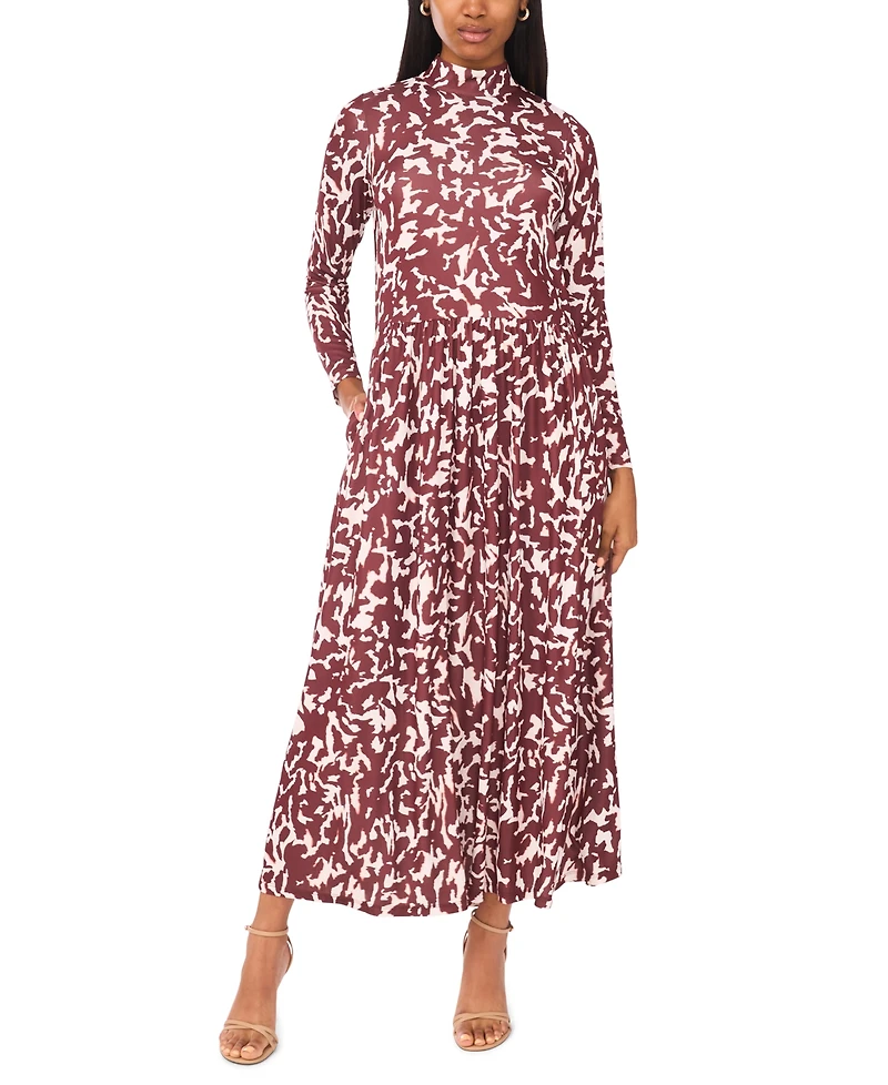 Parker Women's Printed Mock Neck Maxi Dress