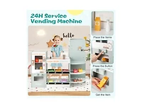 Akiudex Kids Wooden Grocery Store Playset with Cafe Playing and Vending Machine