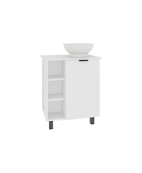 Depot E-Shop Dobson Vanity Sink, 1 Door, 4 Legs, 5 Shelves, White