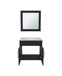 Depot E-Shop Jette Bathroom Set, Vanity Sink + Mirror, 2 Doors, 1 Shelf, White