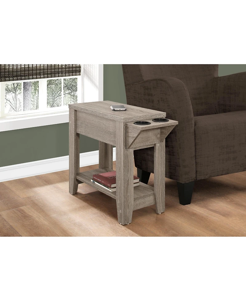 Accent Table, Side, End, Storage, Lamp, Living Room, Bedroom, Dark Taupe Laminate, Transitional