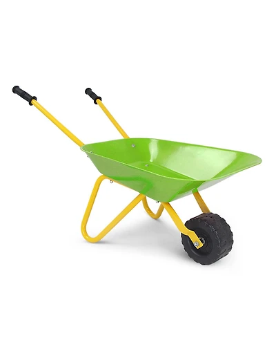 Kids Metal Wheelbarrow with Steel Frame and Safe Non Slip Handles