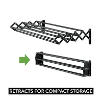mDesign Steel Wall Mount Accordion Expandable Clothes Air Drying Rack - Black