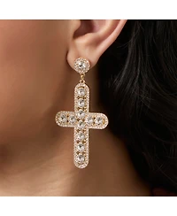 Jessica Simpson Crystal Cross Drop Earrings