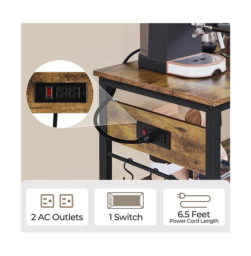 Yaheetech 36.5" H Kitchen Island Cart with Charge Station
