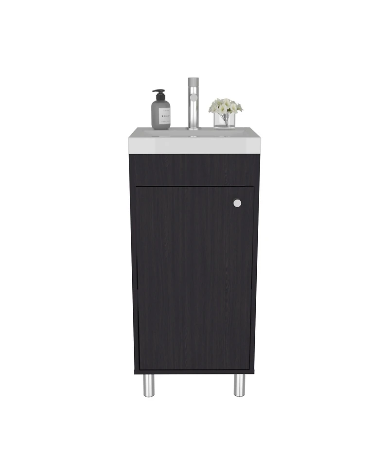 Depot E-Shop Valdez Bathroom Vanity, 1 Door, 4 Legs, 2 Shelves, White