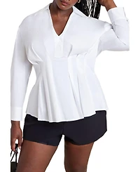 Eloquii Women's Plus Size Bishop Sleeve Blouse