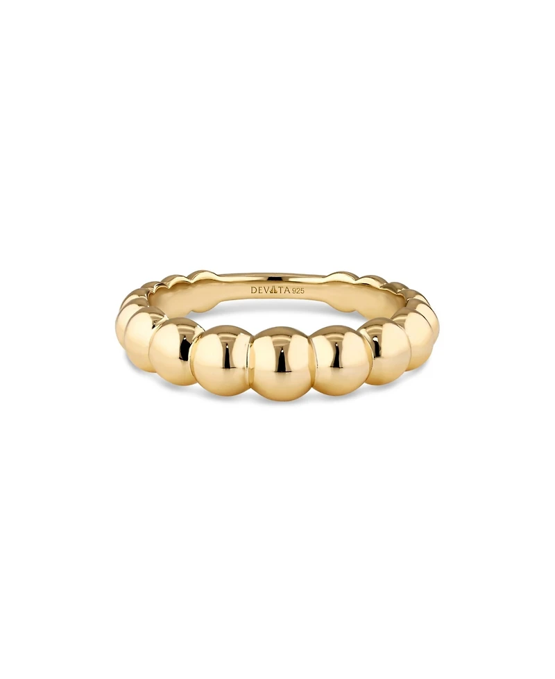 Devata Beaded Ball Ring Gold Plated Sterling Silver, 9