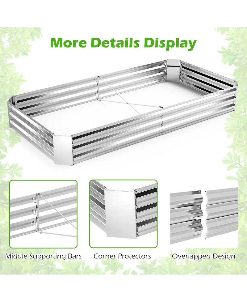 Gymax x x 1FT Galvanized Raised Garden Bed Heavy-Duty Elevated Rectangle Plant Box