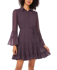 CeCe Women's Tiered Long Sleeve Shirtdress