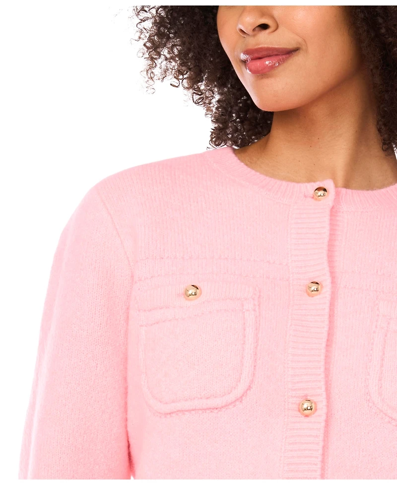 CeCe Women's Long Sleeve Patch Pockets Cardigan