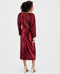 julia jordan Women's Ruched Dolman-Sleeve Boat-Neck Midi Dress