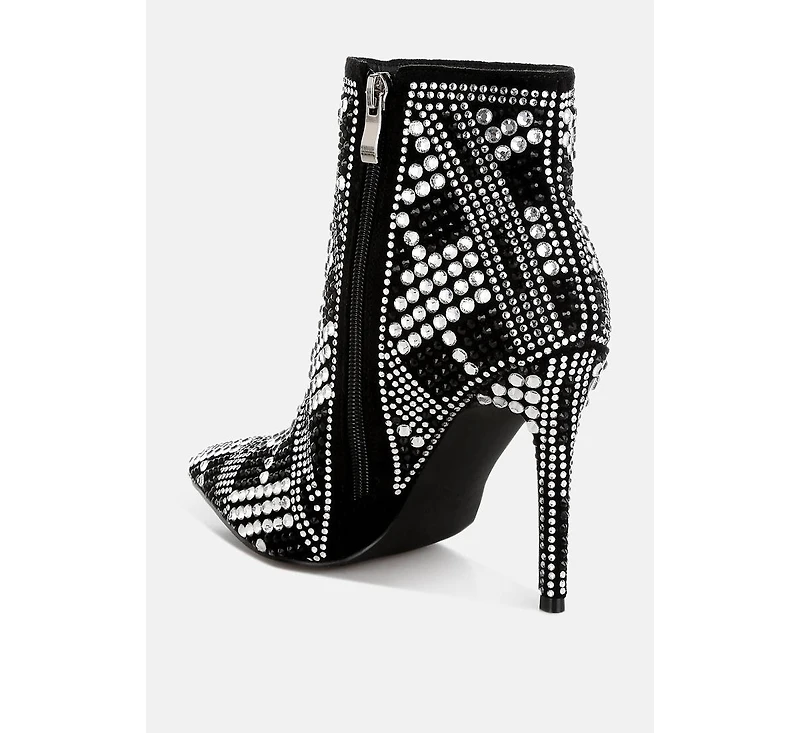 Urbanite Rhinestones Studded Stiletto Heel Boots Women