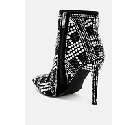 Urbanite Rhinestones Studded Stiletto Heel Boots Women