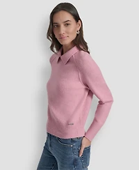 Dkny Jeans Petite Pullover Polo Sweater
