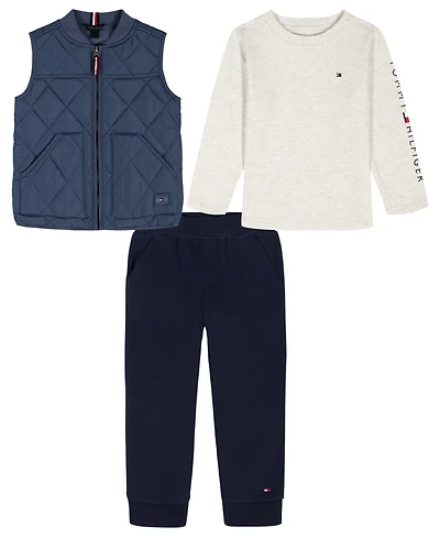 Tommy Hilfiger Baby Boys 3-Piece T-shirt, Vest and Joggers Set