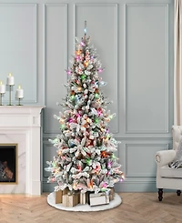 Puleo 6.5FT Pre-Lit Flocked Bennington Fir Tree
