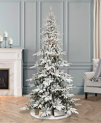 Puleo 6.5FT Pre-Lit Flocked Union Fir Tree