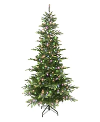7.5' Pre-Lit Aspen Fir Tree with 600 Color Select Led Lights, 1319 Tips