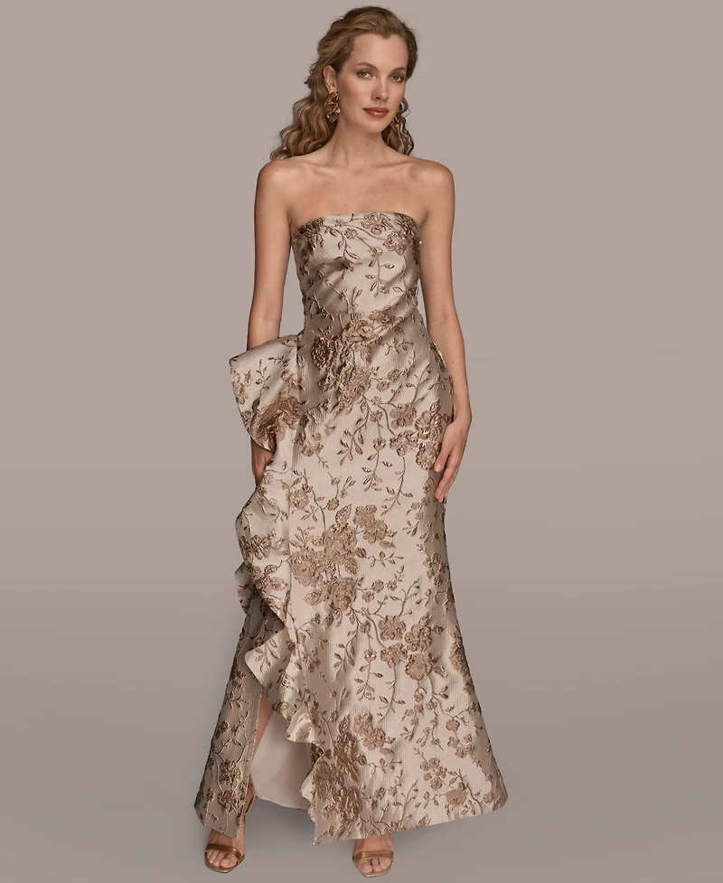 Donna Karan New York Women's Strapless Side Ruffle Dress