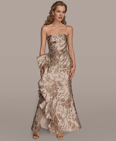 Donna Karan New York Women's Strapless Side Ruffle Dress